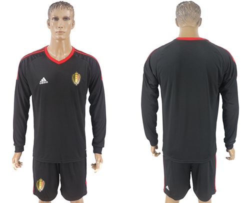 Belgium Blank Black Long Sleeves Goalkeeper Soccer Country Jersey